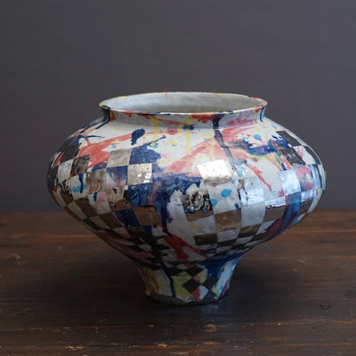Polychrome Jar with Platinum Checker #HT14