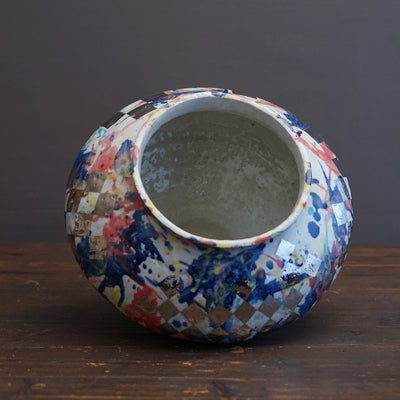 Polychrome Jar with Platinum Checker #HT14