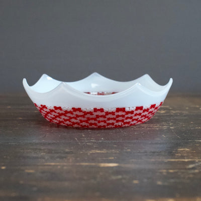 Octagon Red and White Murrini Bowl #F2