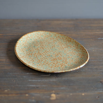 Brown Dots Oval Serving Plate #LK828A