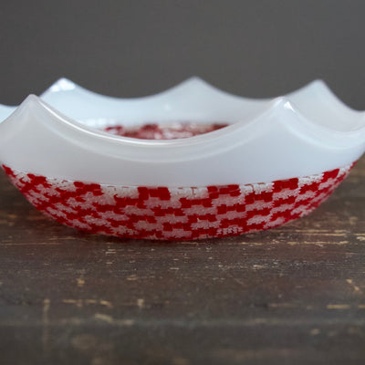 Octagon Red and White Murrini Bowl #F2