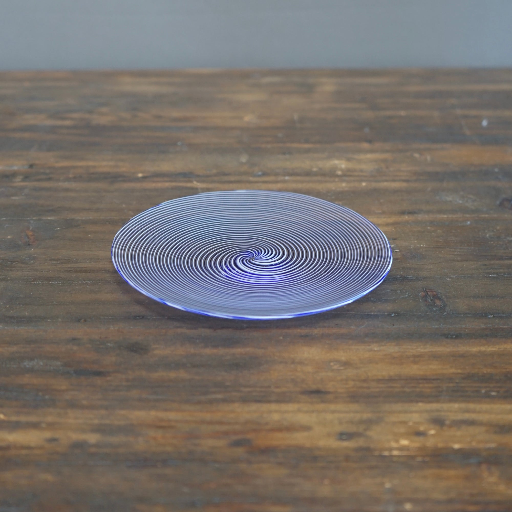 Blue Glass Spiral Plate #U6C