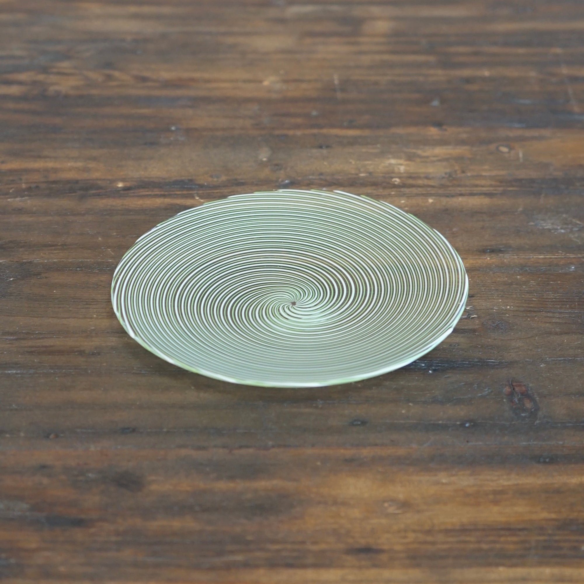 Green Glass Spiral Plate #U6F