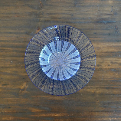 Blue Lace Glass Rimmed Bowl #U7B