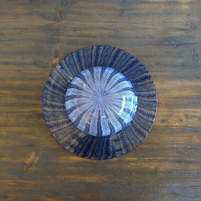 Blue Lace Glass Rimmed Bowl #U7B