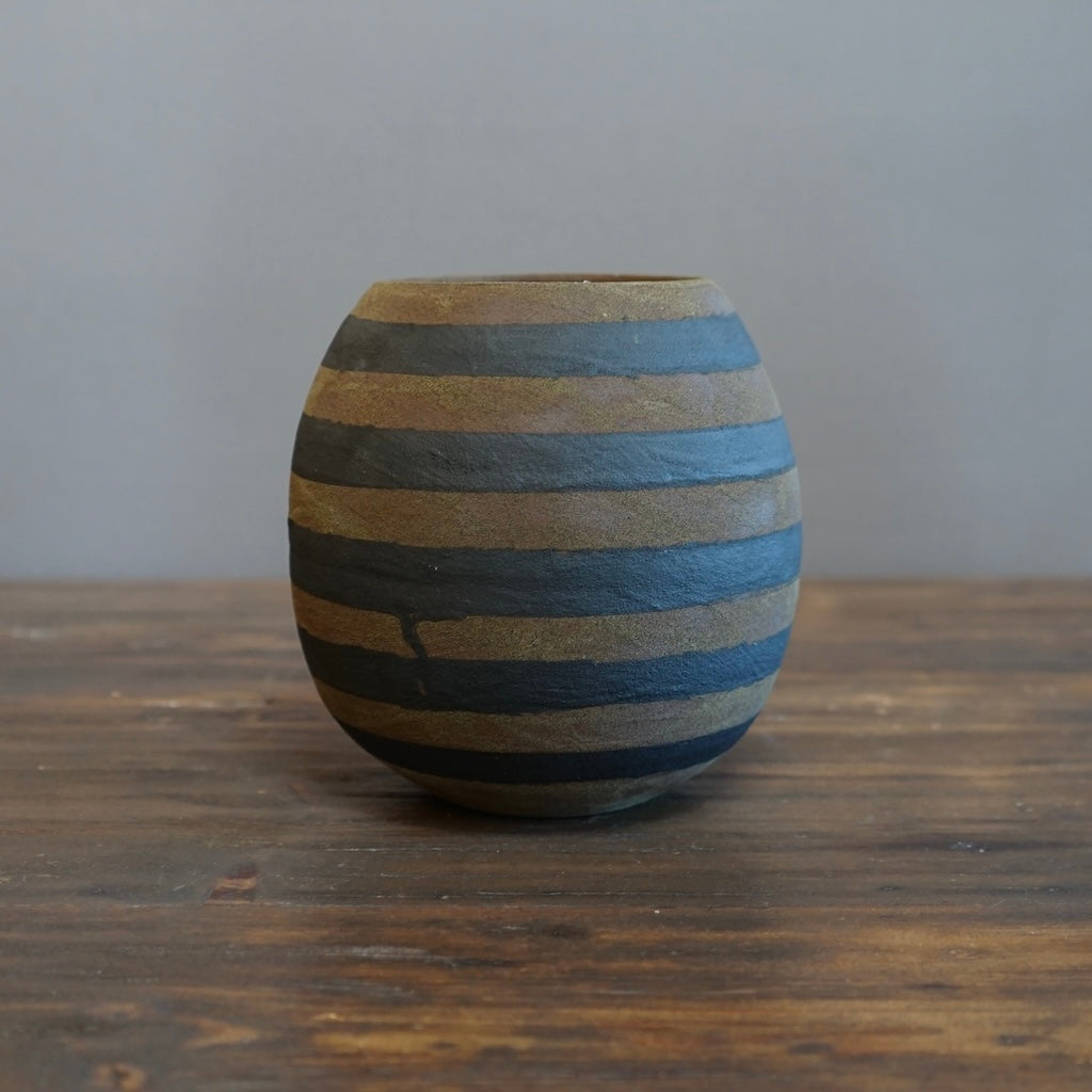 Brown Stripe / Orange Dino Vase #JT366B