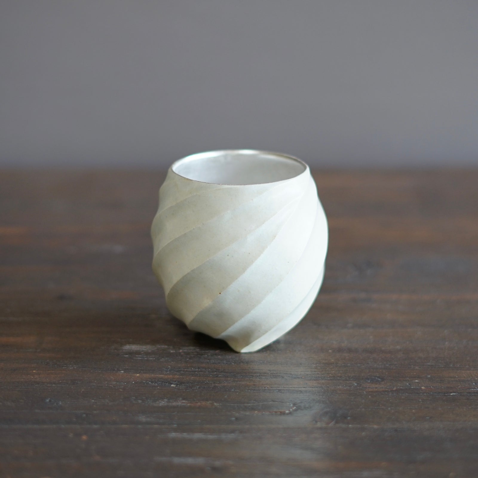 Silver Luster Twisted YUNOMI Tea Cup #OMT118A
