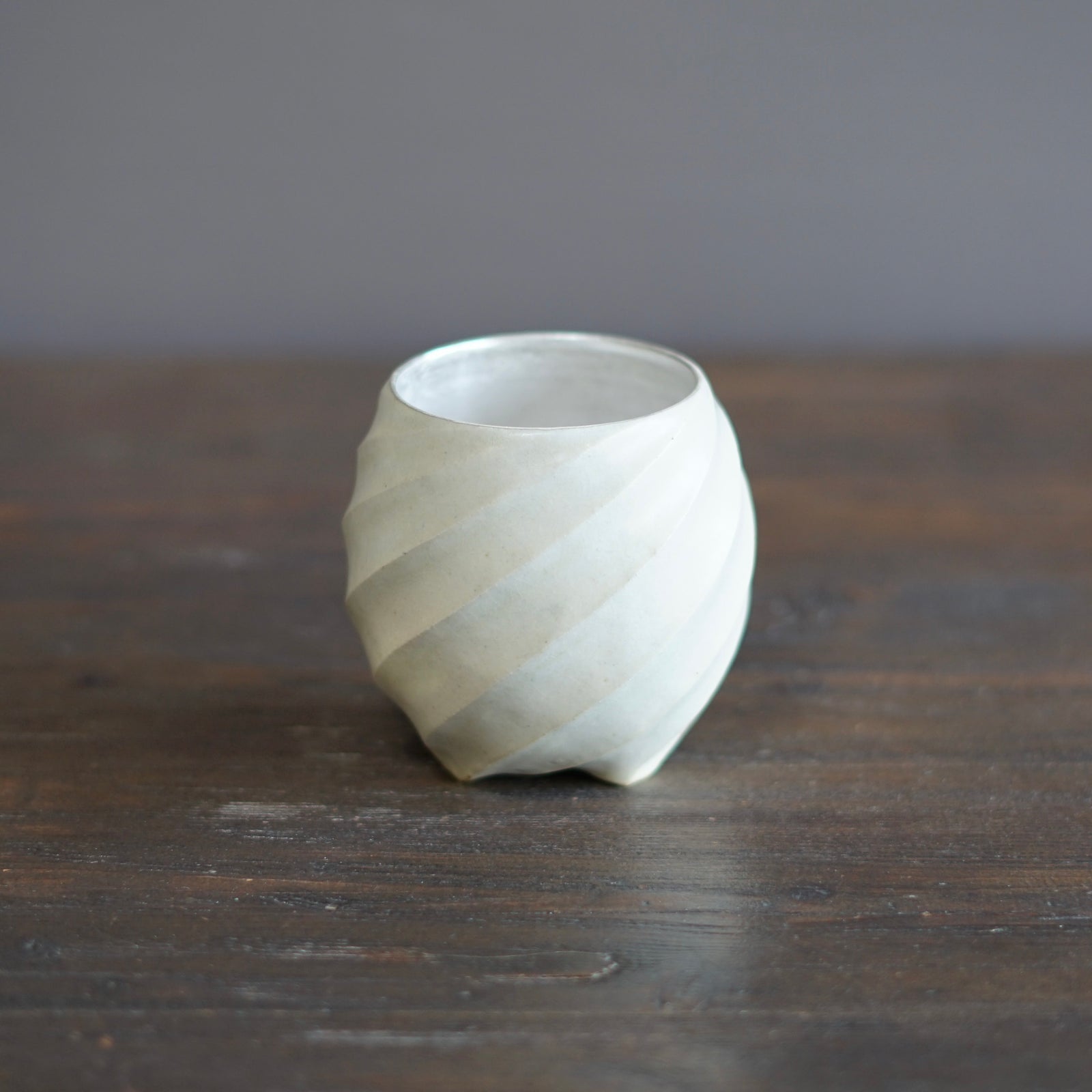 Silver Luster Twisted YUNOMI Tea Cup #OMT118B