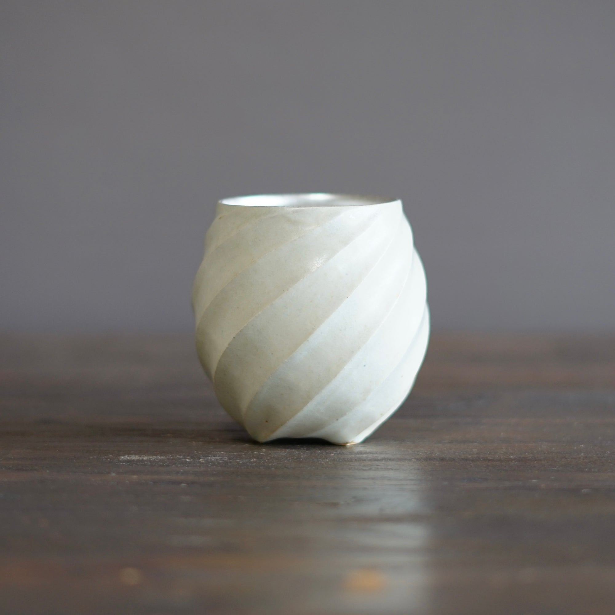 Silver Luster Twisted YUNOMI Tea Cup #OMT118D