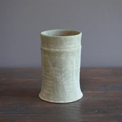 Olive / Orange Column Vase #JT397B