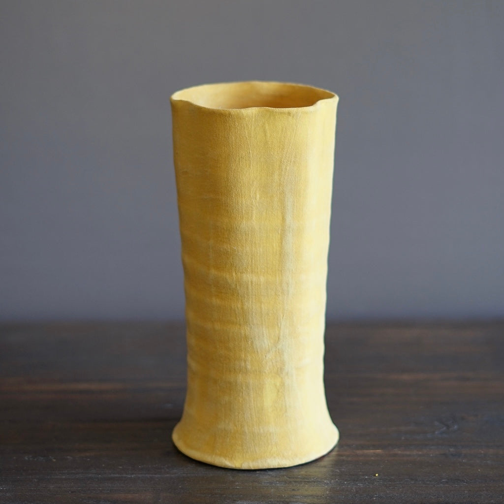 Yellow / Orange Fluted Flower Vase #JT395C