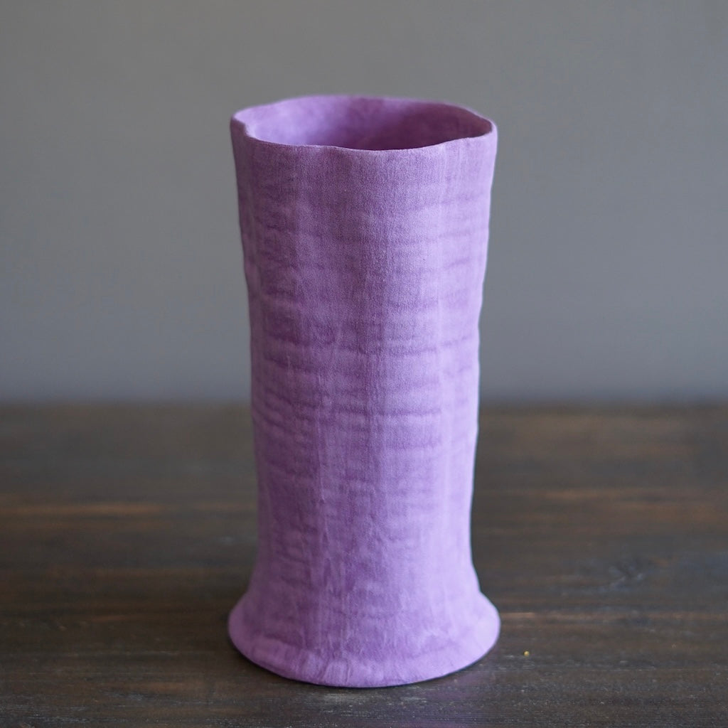 Lavender / Red Fluted Flower Vase #JT395D