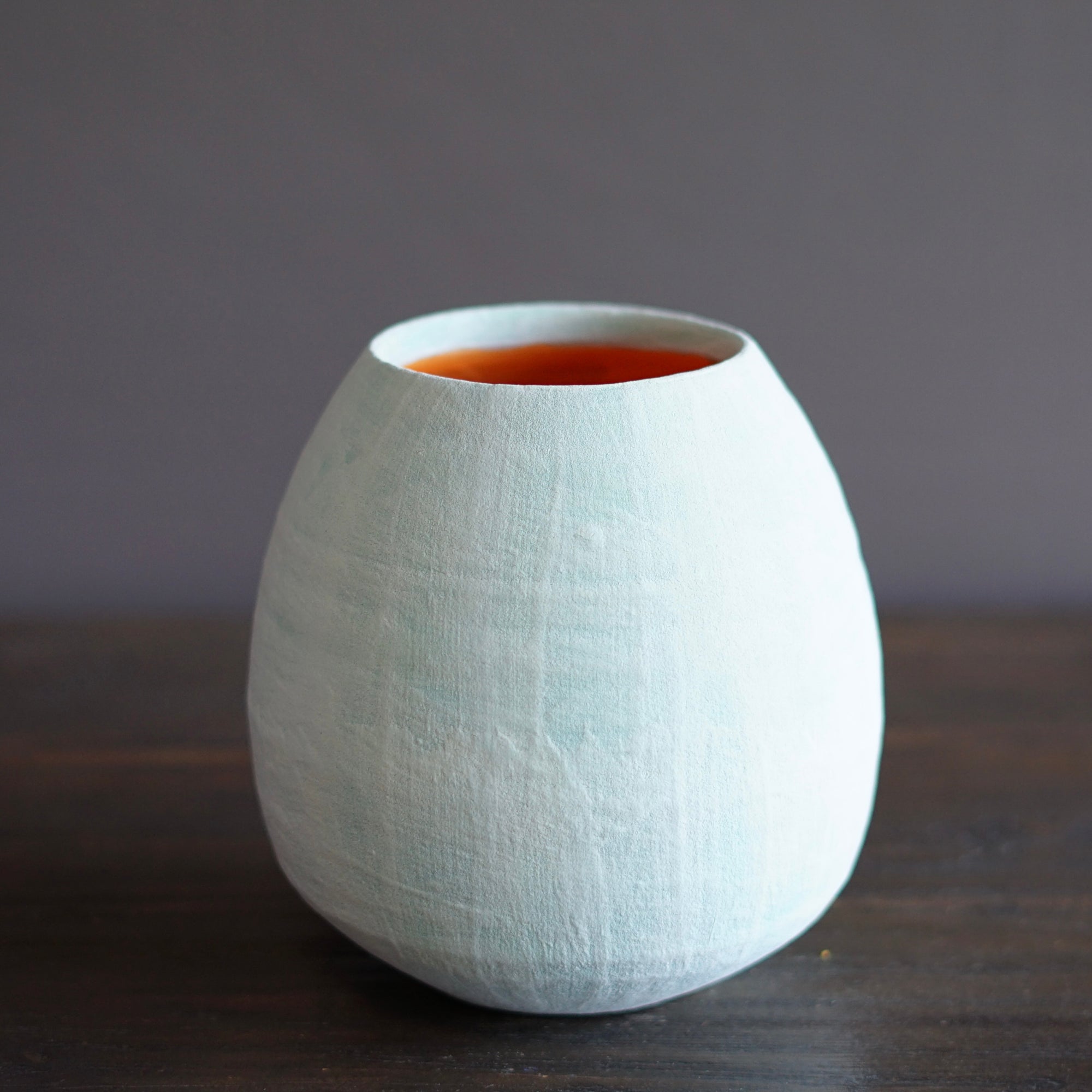 Robin's Egg / Orange Dino Vase #JT387B