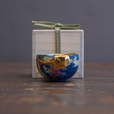Gilded Spectrum Round GUINOMI Sake Cup ##HT84