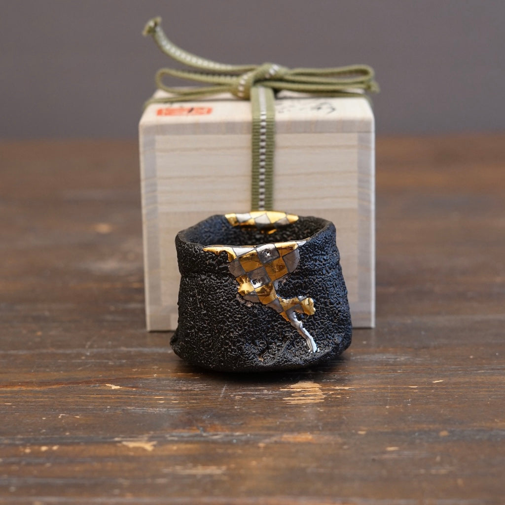 Gold / Silver Checker GUINOMI Sake Cup #HT97