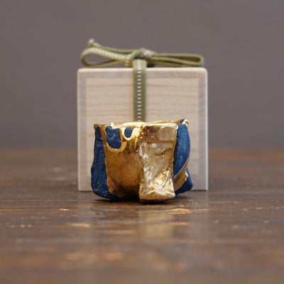 Blue / Gold Eight-Split Sake Cup #HT116