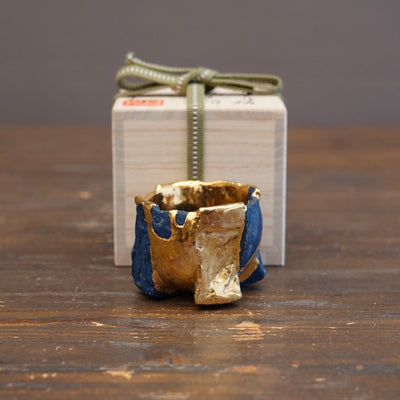 Blue / Gold Eight-Split Sake Cup #HT116
