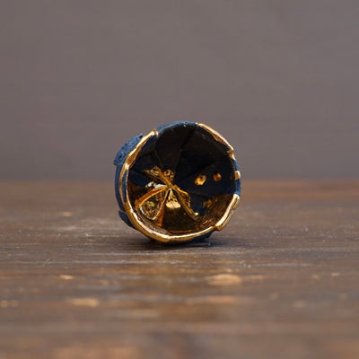 Blue / Gold Eight-Split Sake Cup #HT116