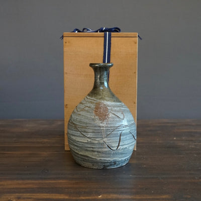 Brushed Ash Glazed / Hand-Carved Bottle Vase #MW105