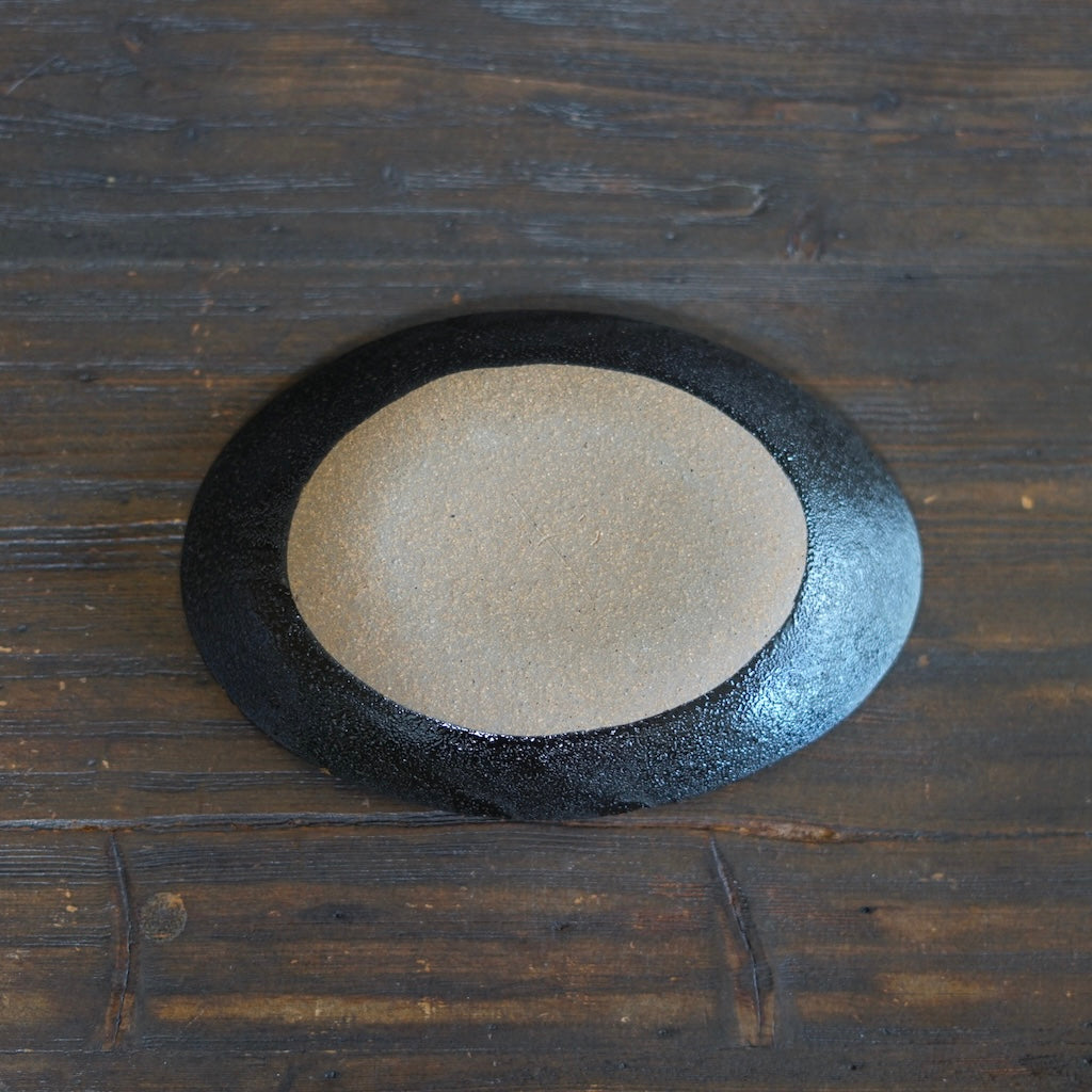 Gilded Earth Oval Shallow Bowl #HT487E