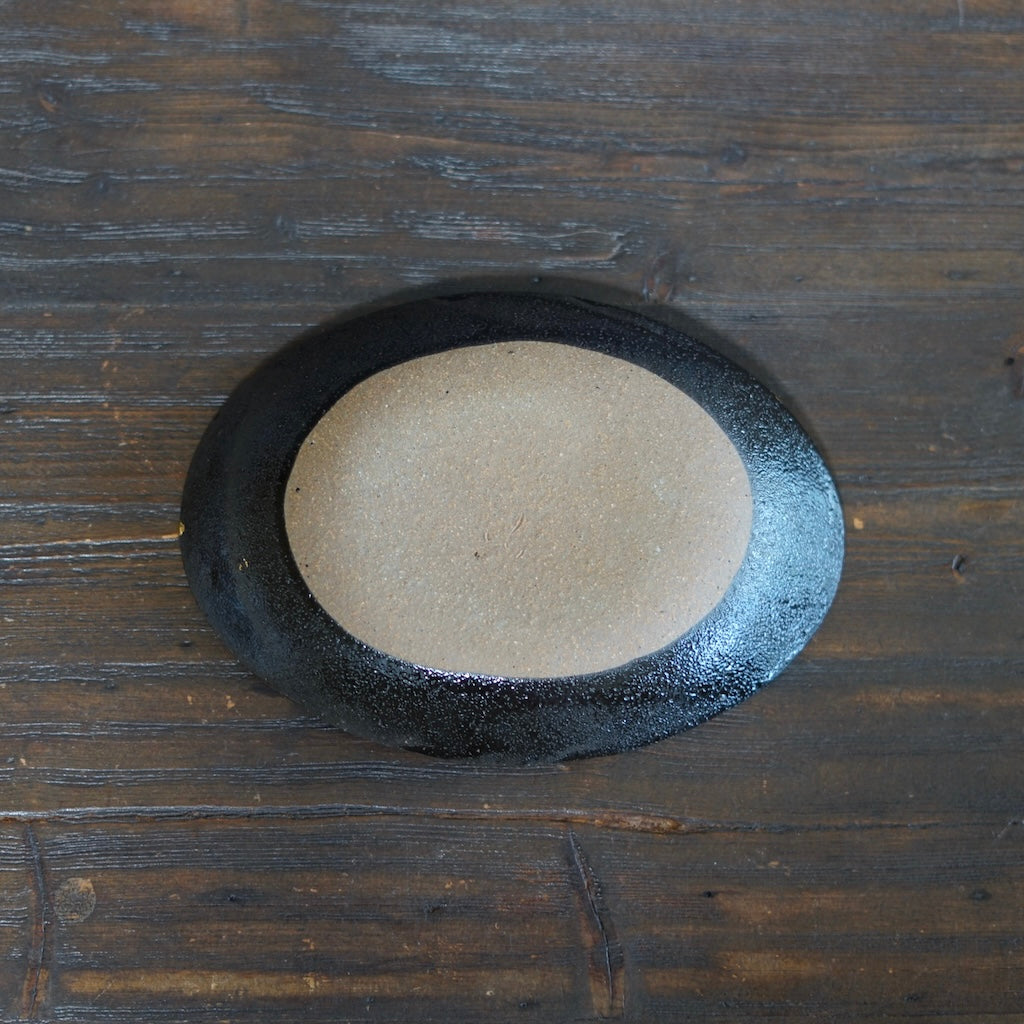 Gilded Earth Oval Shallow Bowl #HT487D