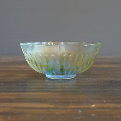 HANAMAI Green / Gold Leaf / Half Gloss Bowl #MZ001