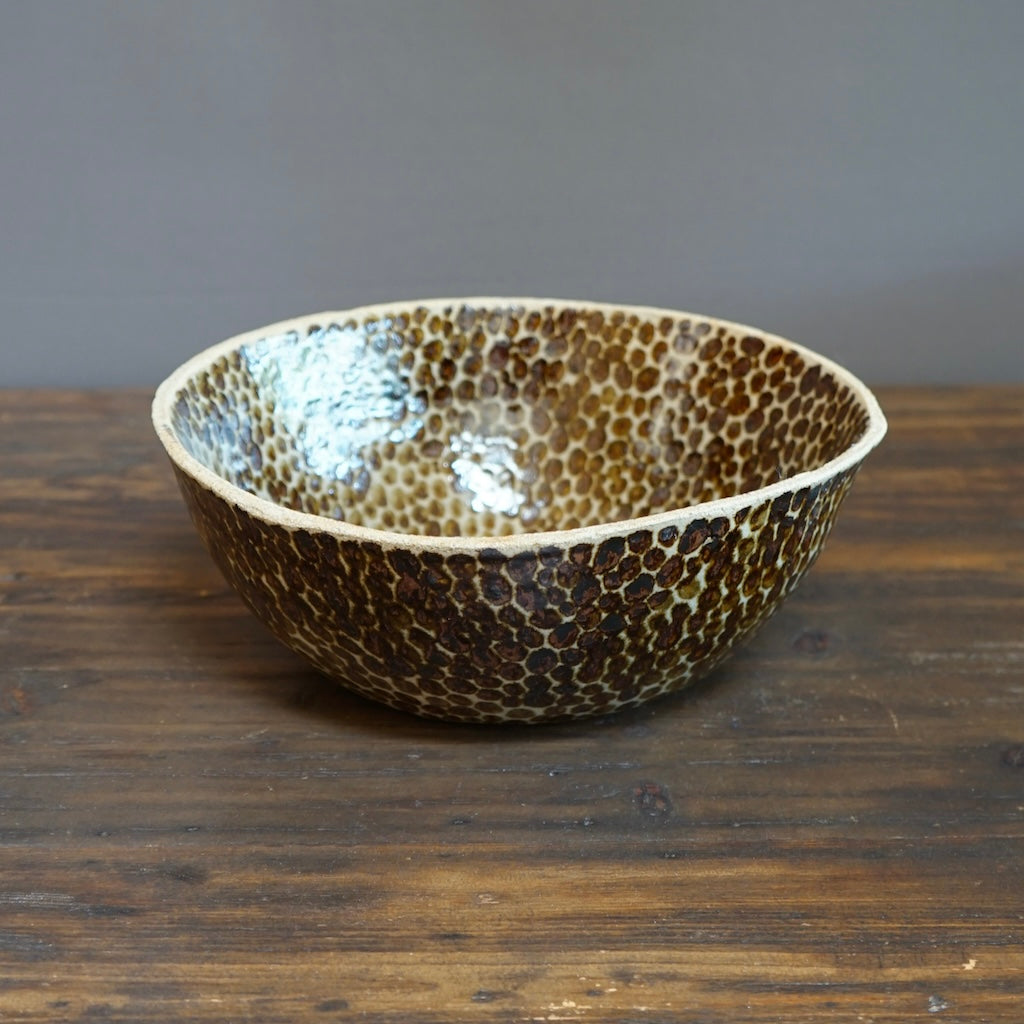 Dark Brown Dots Serving Bowl #LK781D