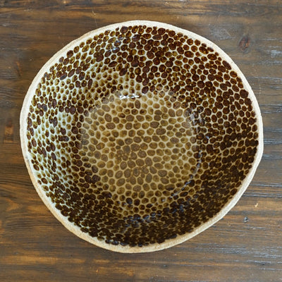 Dark Brown Dots Serving Bowl #LK781D