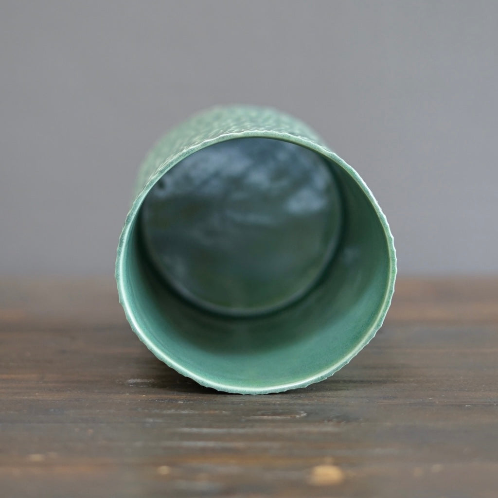 Green Carved Large Cylinder #LK839