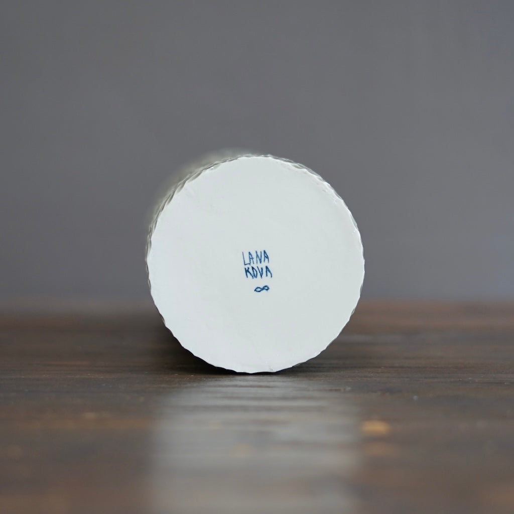 Sage Green Carved Tall Cylinder #LK840