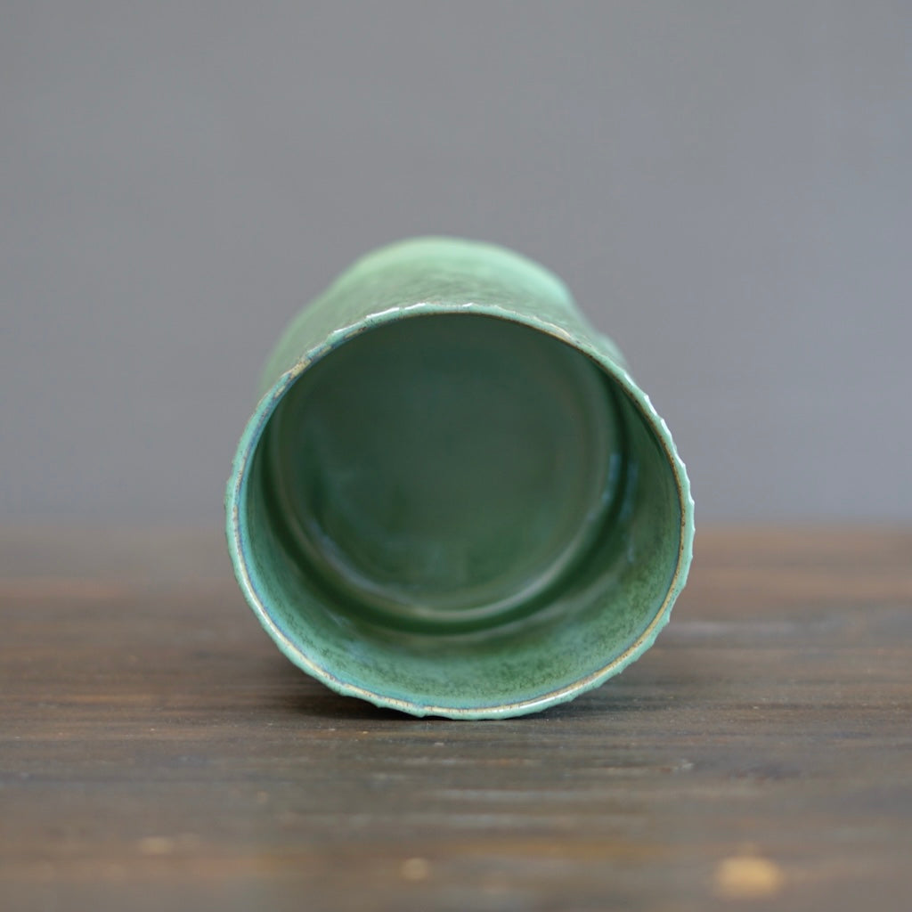 Luster Green Carved Medium Cylinder #LK844