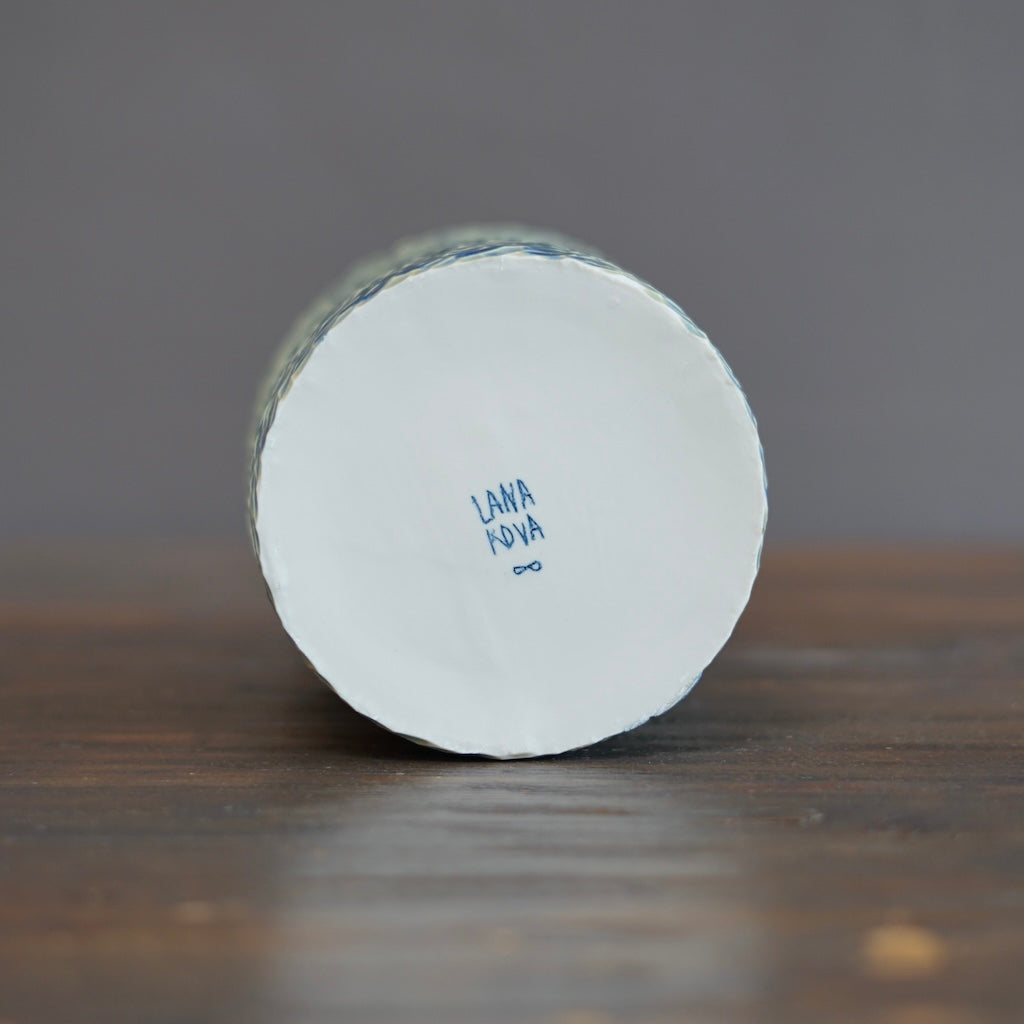 Light Blue Carved Medium Cylinder #LK845