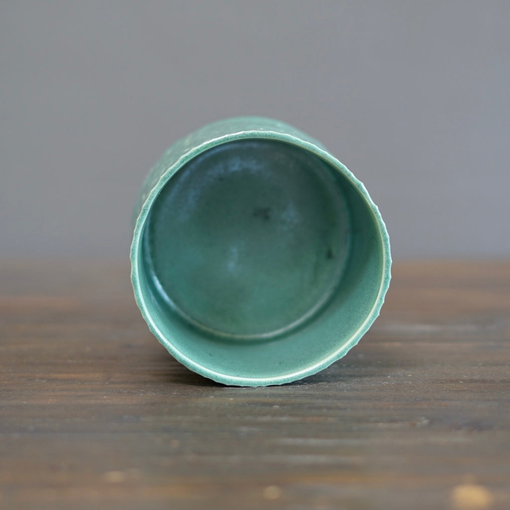 Crystalline Green Small Wide Carved Cylinder #LK848