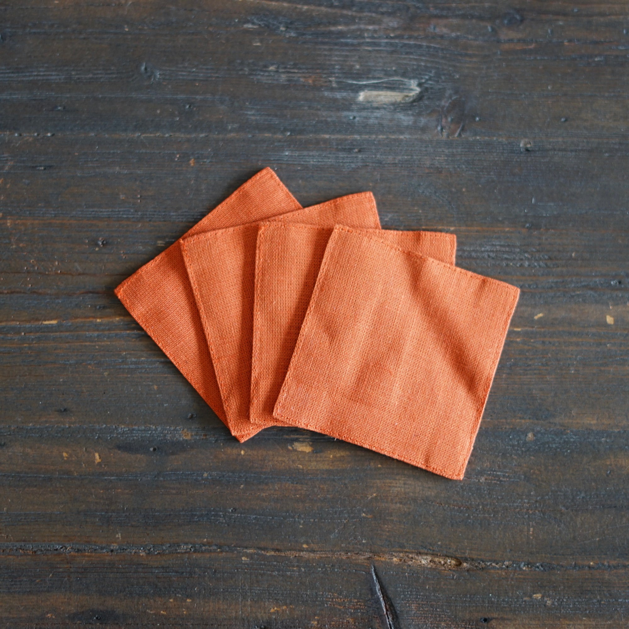 Orange Linen Coaster Set of 4 #FL-166