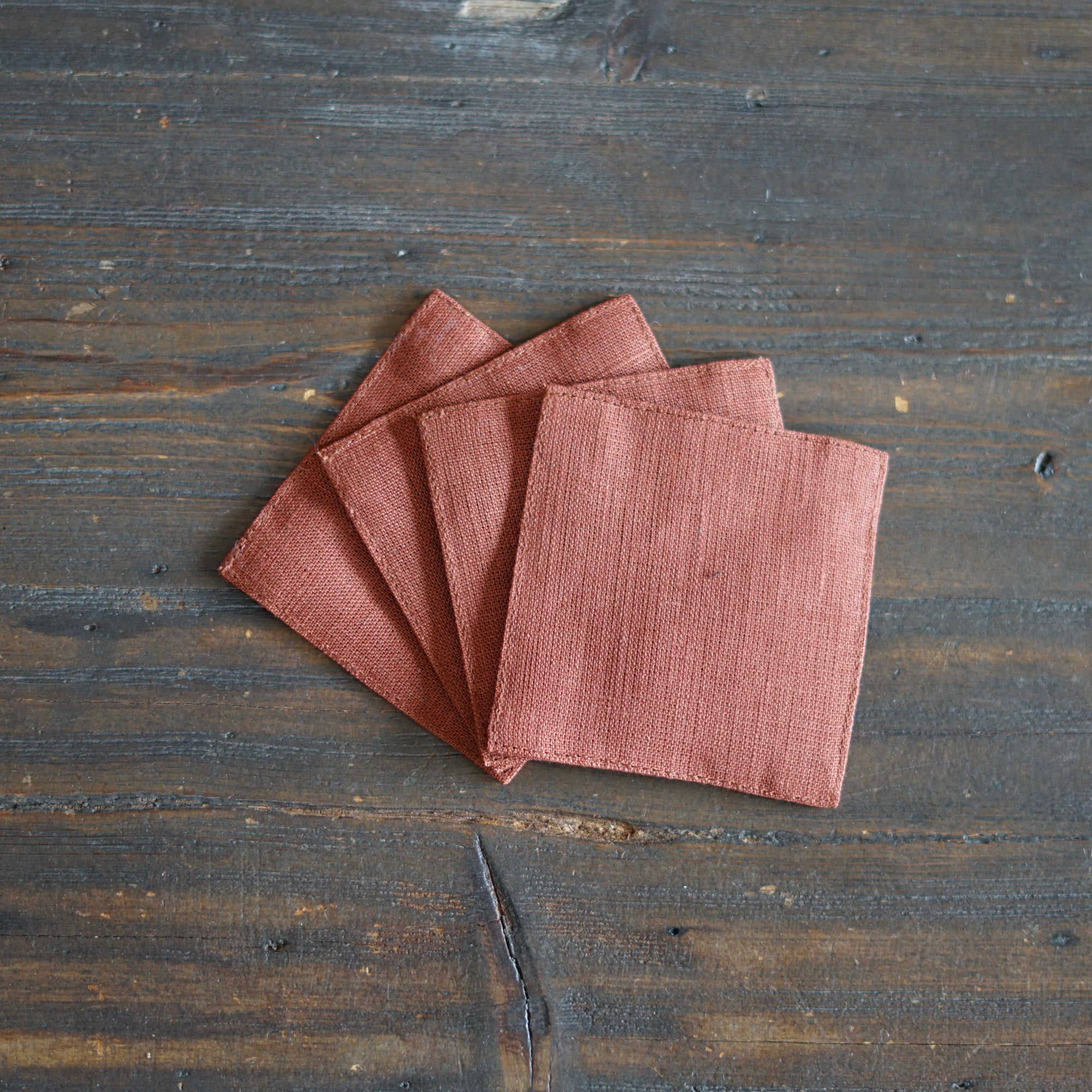 Red Brick Linen Coaster Set of 4 #FL-2709