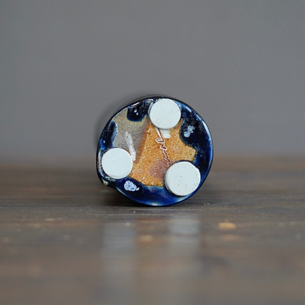 Wraps Blue Tenmoku Tall Flower Vase #KY174A