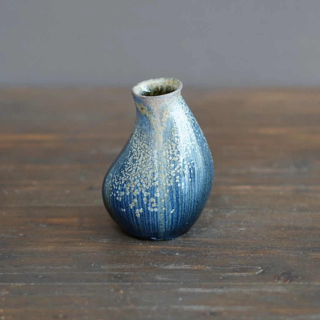 Blue Tenmoku Small Pod Flower Vase #KY178A