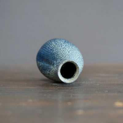 Blue Tenmoku Small Pod Flower Vase #KY178A