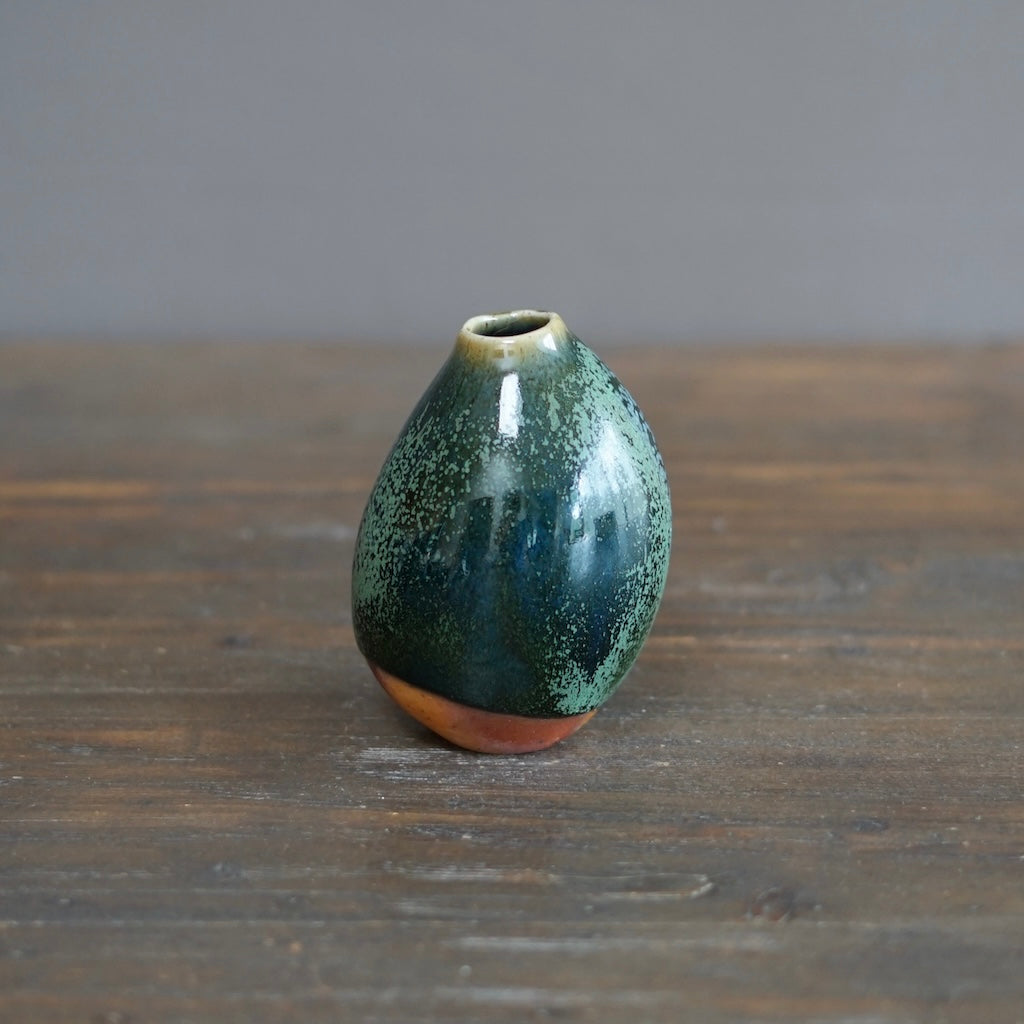 Blue Tenmoku Pod Flower Vase #KY179
