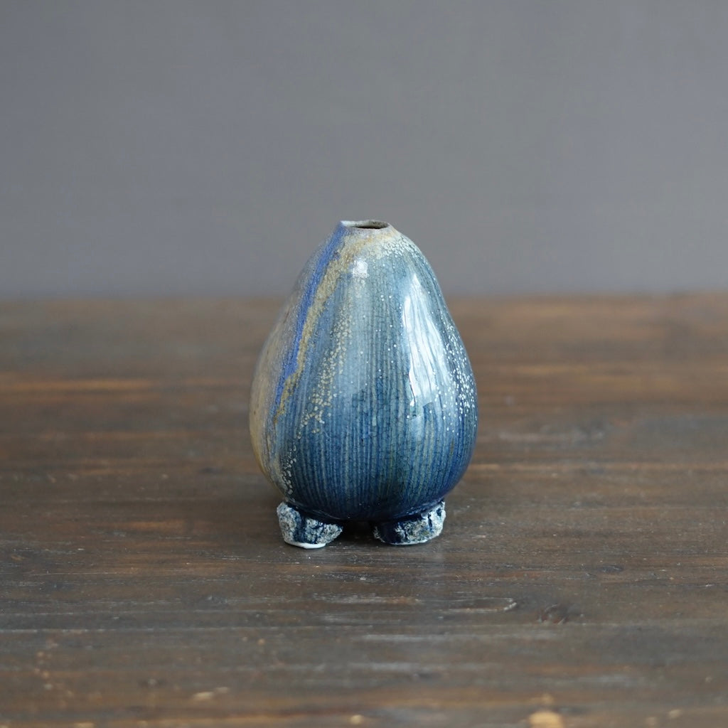 Blue Tenmoku Seed Pod Flower Vase #KY181