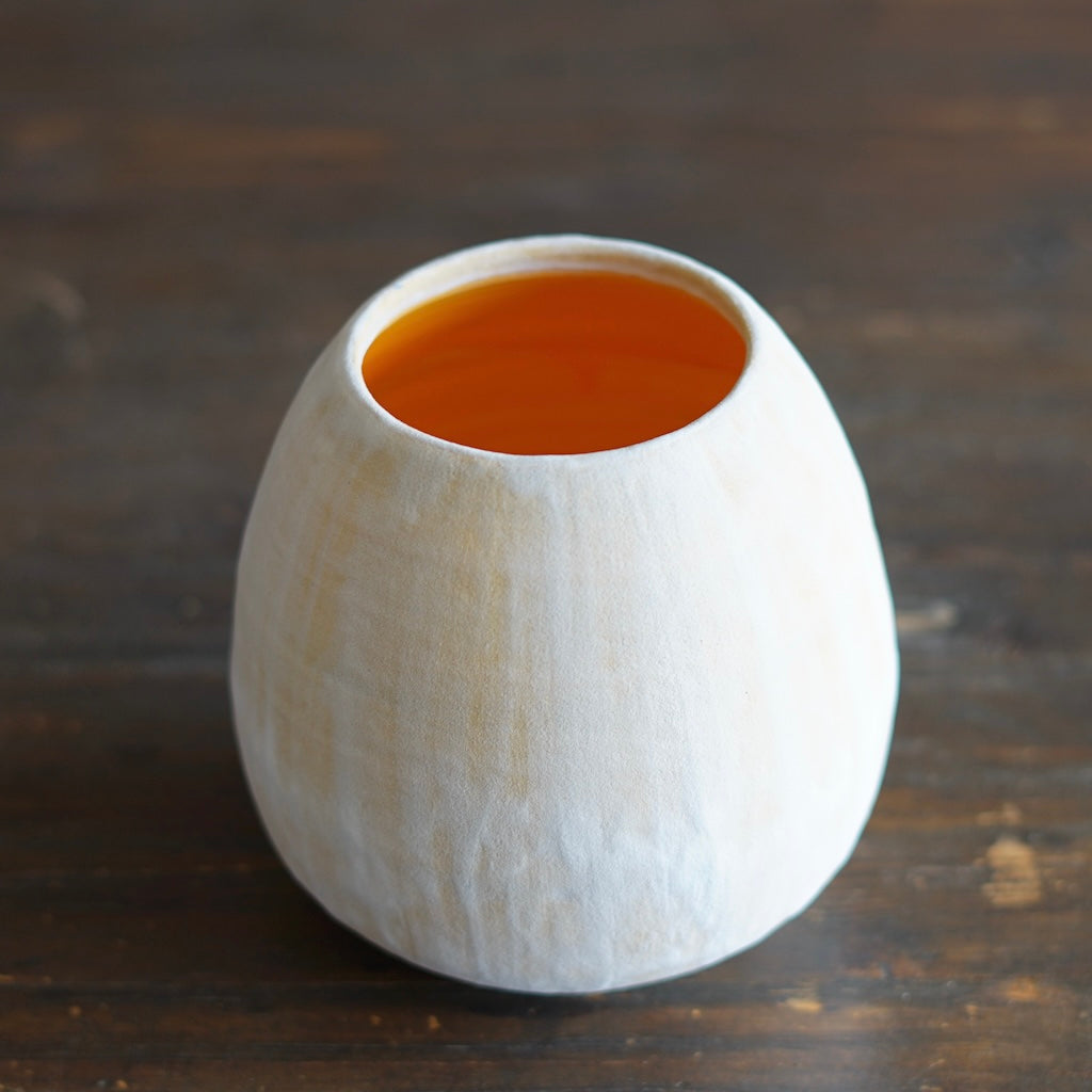 Pale Yellow / Orange Dino Vase #JT428E