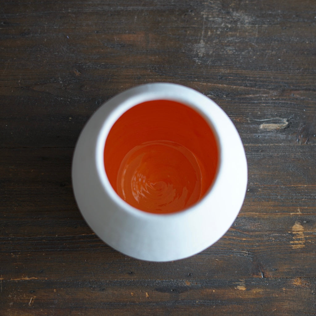 White / Orange Dino Vase #JT429A