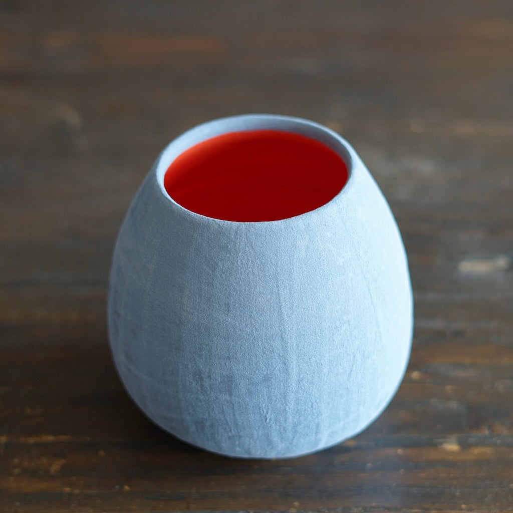 Robin's Egg / Red Dino Vase #JT429B