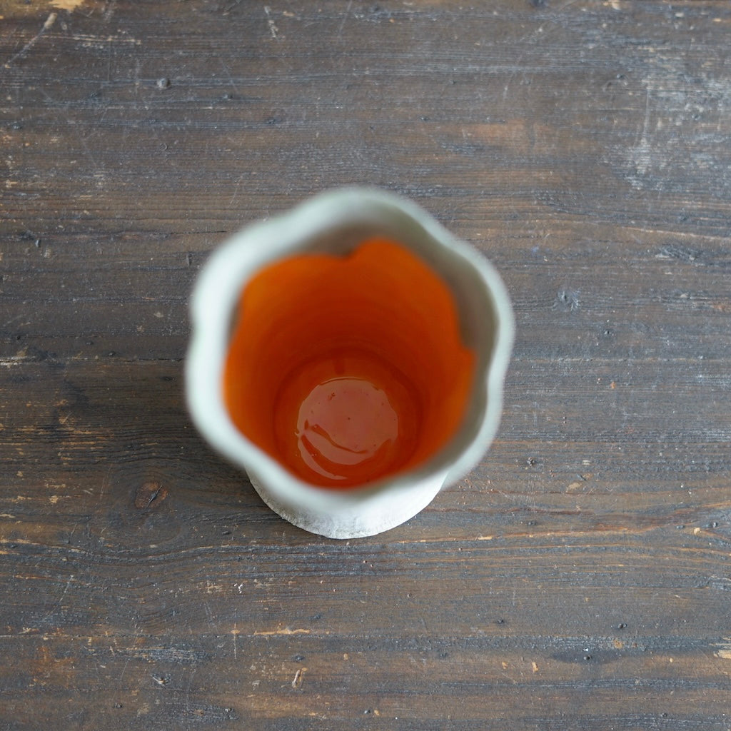 Green / Orange Fluted Flower Vase #JT430A