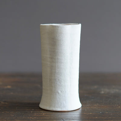 White / Orange Fluted Flower Vase #JT431