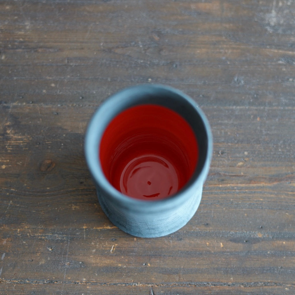 Slate Gray / Red Column Flower Vase #JT432