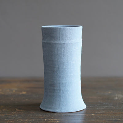 Robin's Egg / Red Column Flower Vase #JT434A