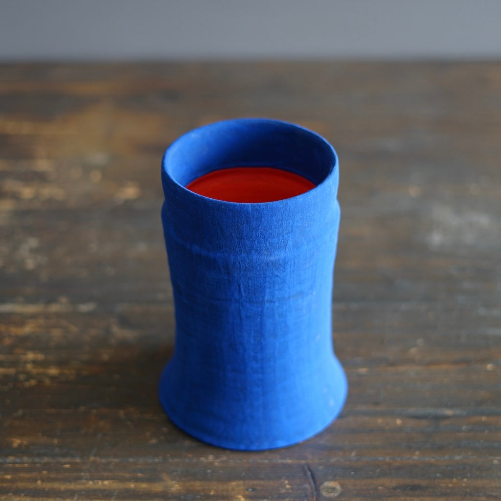 Blue / Orange Column Flower Vase #JT434C