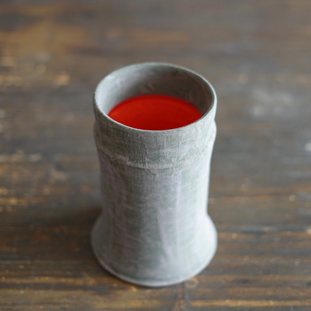 Olive Green / Orange Column Flower Vase #JT434D