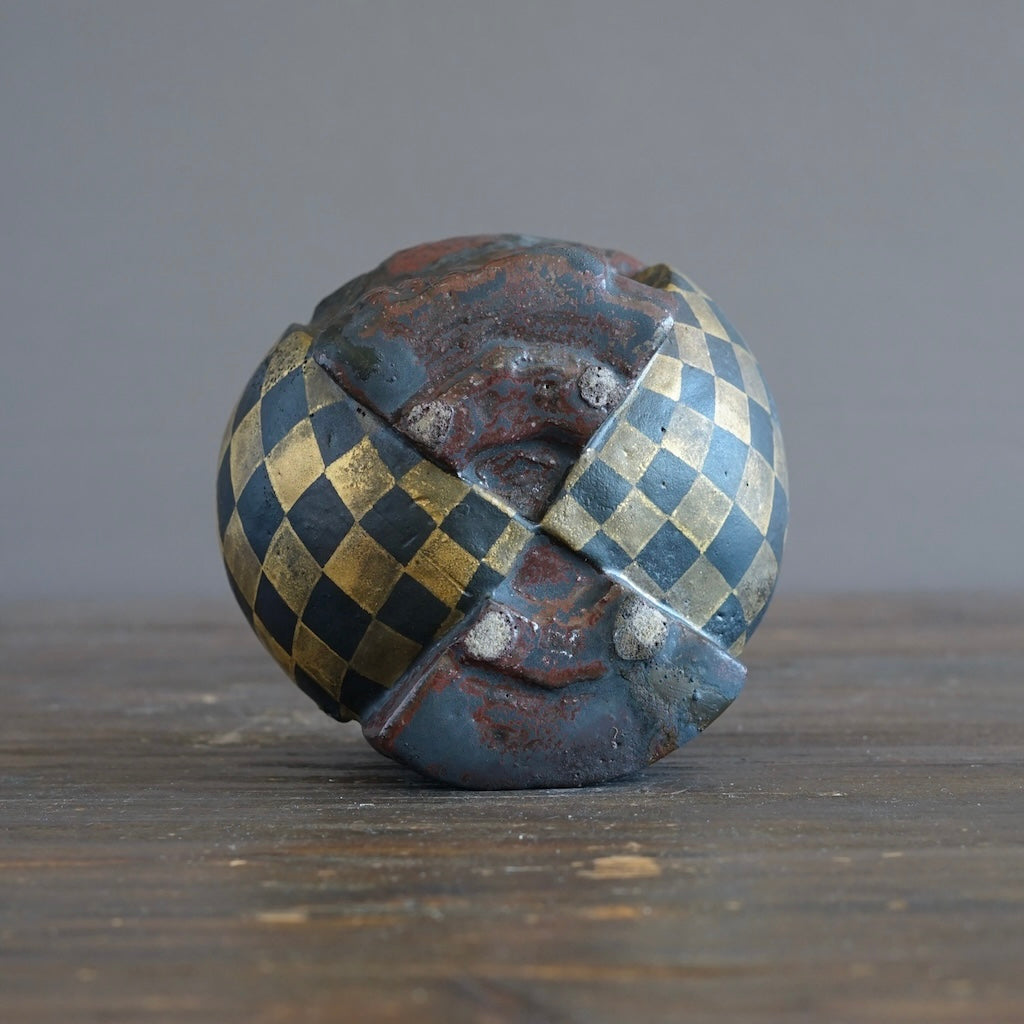 Half and Half Gilded Earth Tea Ceremony Bowl #HT488